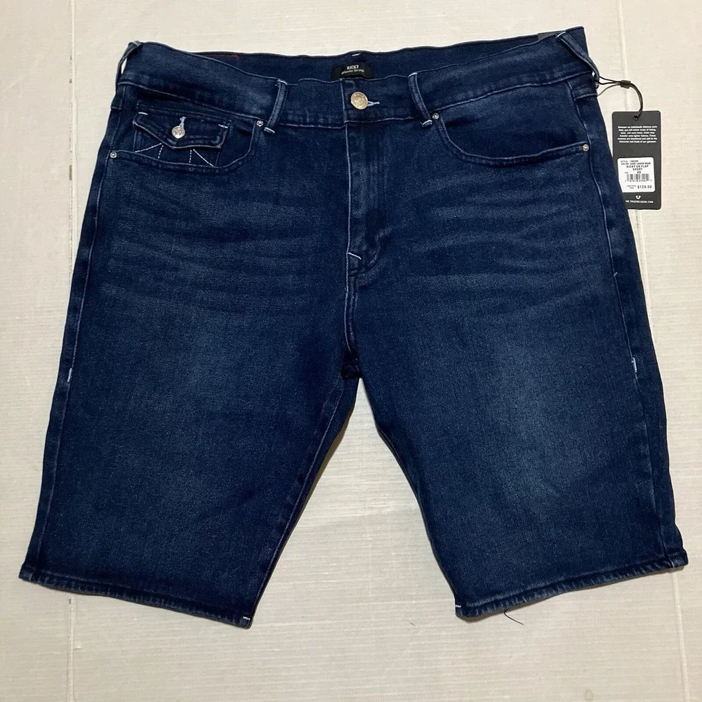 True Religion SN Flap Ricky Relaxed Straight Mens Denim Shorts Size 40 X 12